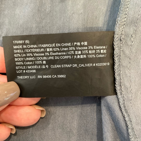 Theory Clean Strap Midi Dress Blue Steel Size 6 - Picture 8 of 12